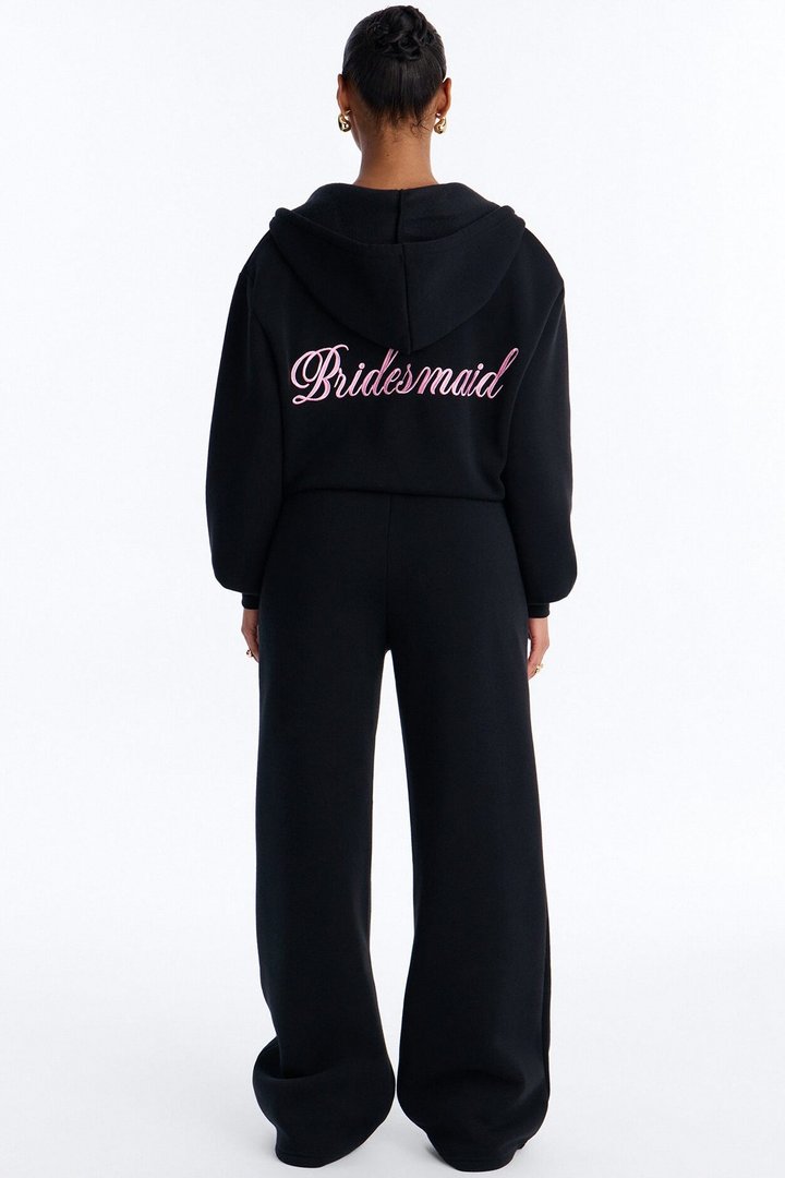 Bridesmaids Only Fleece Pant Set - Black/Pink