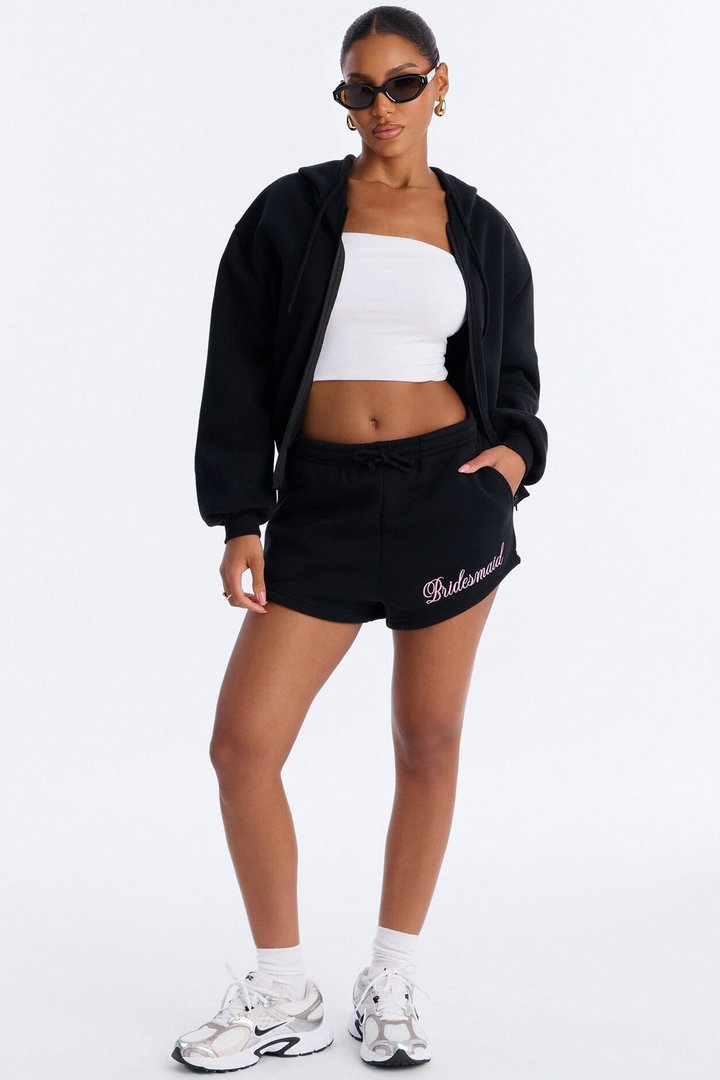 Bridesmaids Only Fleece Short Set - Black/Pink