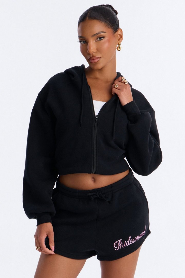 Bridesmaids Only Fleece Short Set - Black/Pink
