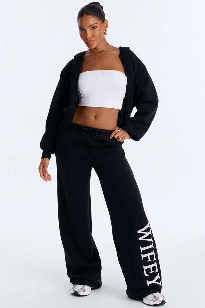 Wifey Era Fleece Pant Set - Black/White
