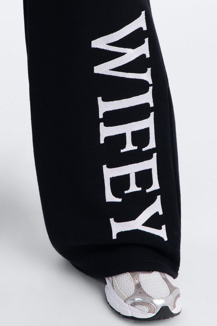 Wifey Era Fleece Pant Set - Black/White