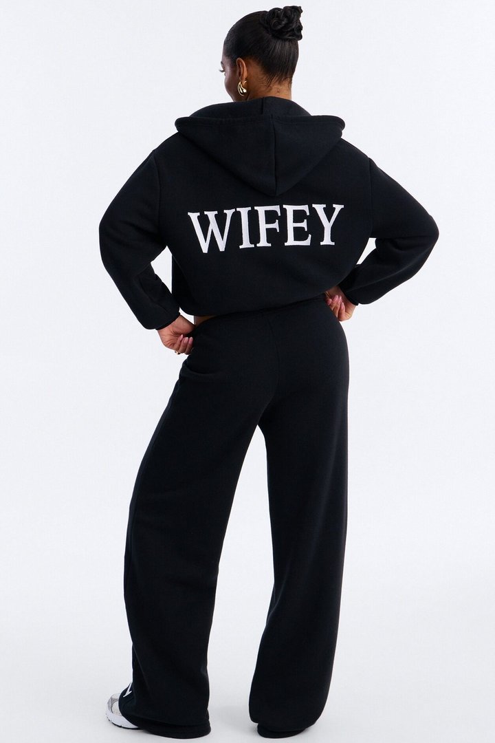 Wifey Era Fleece Pant Set - Black/White