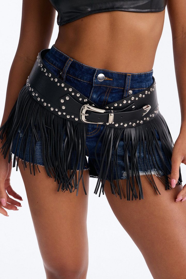 Rodeo Ride Wide Faux Leather Belt - Black