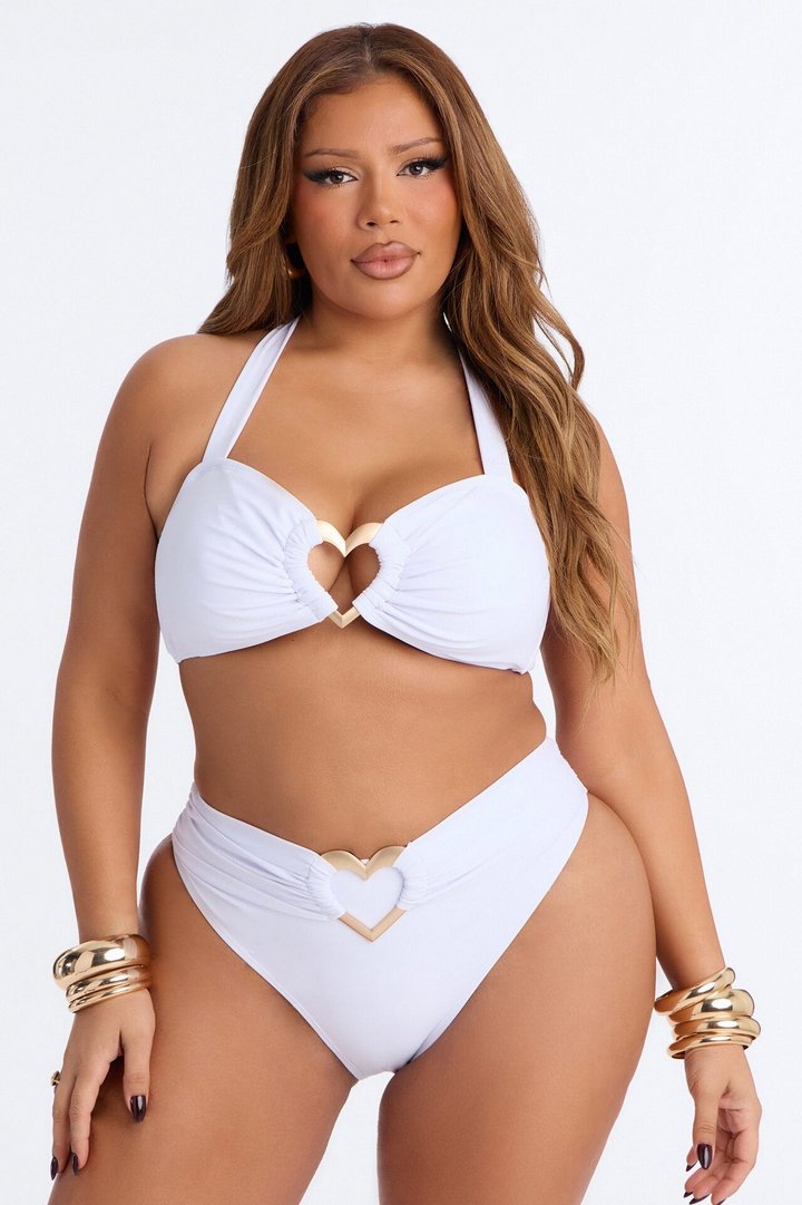 Val 2 Piece Hardware Bandeau Bikini Set - White