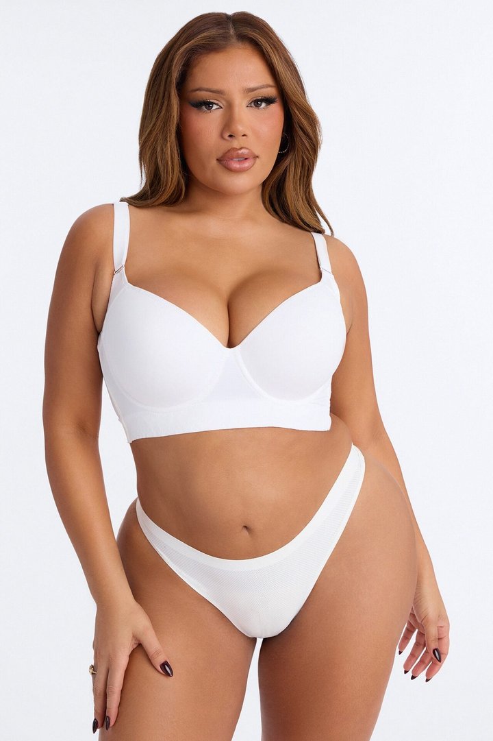 Supportive Underwire Lightly Padded Full Coverage Bra - White