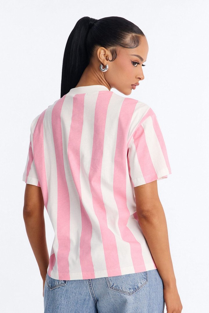 Surfing In California Stripe T Shirt - Pink/combo