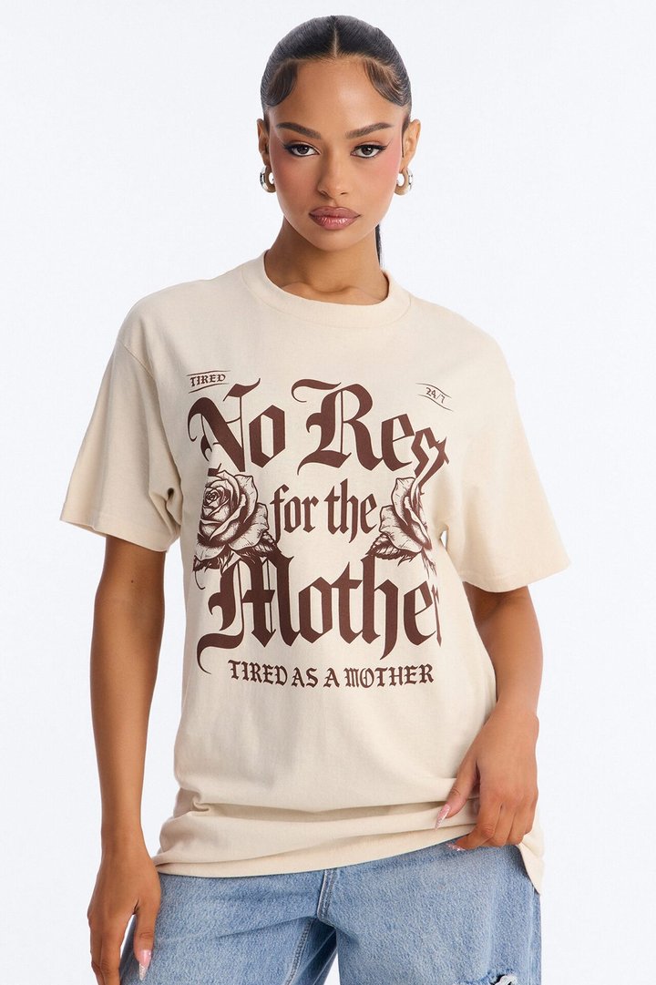 No Rest For Mother Tee - Cream