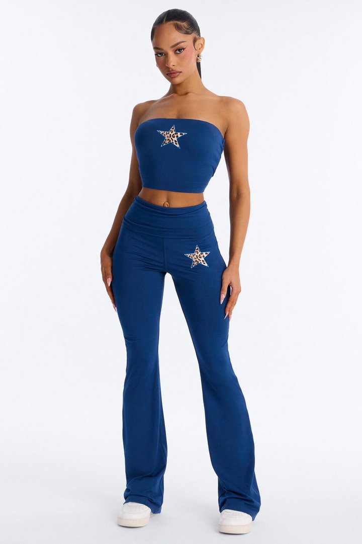 Blooming Love Tube Top Pant Set - Navy