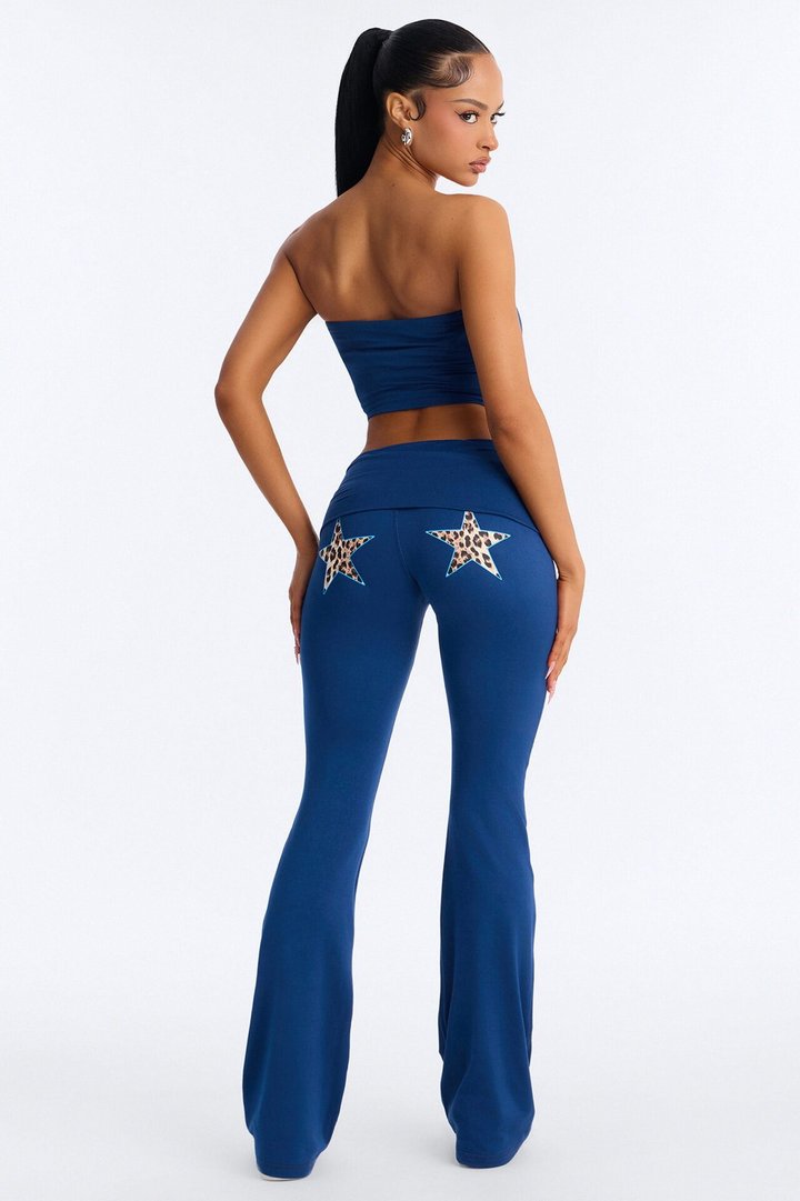 Blooming Love Tube Top Pant Set - Navy