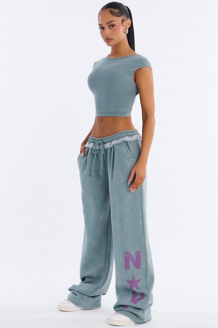 Nova Girl Fleece Pant Set - Sage