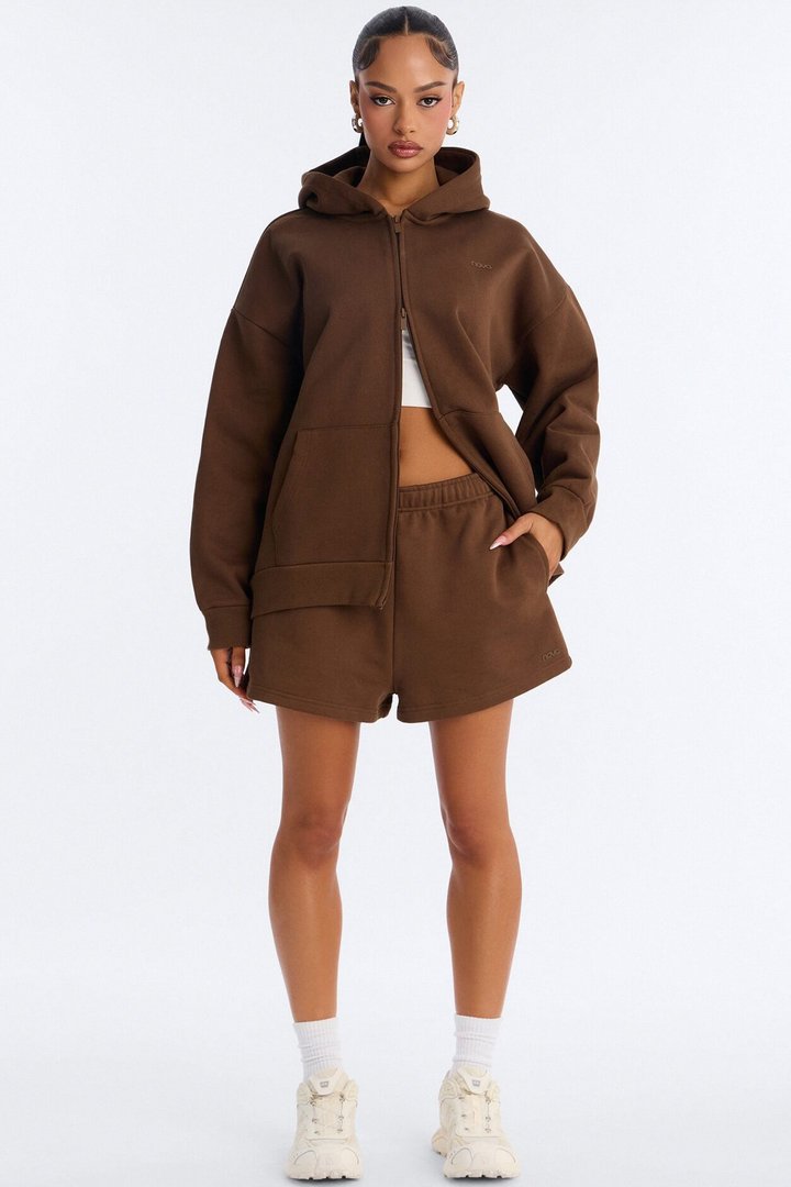 Libby Full Zip Hoodie Fleece Sweatshirt - Brown