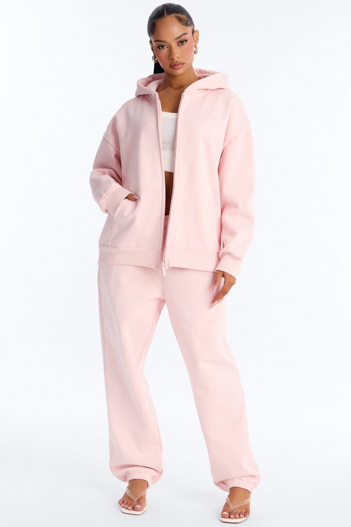 Libby Full Zip Hoodie Fleece Sweatshirt - Pink