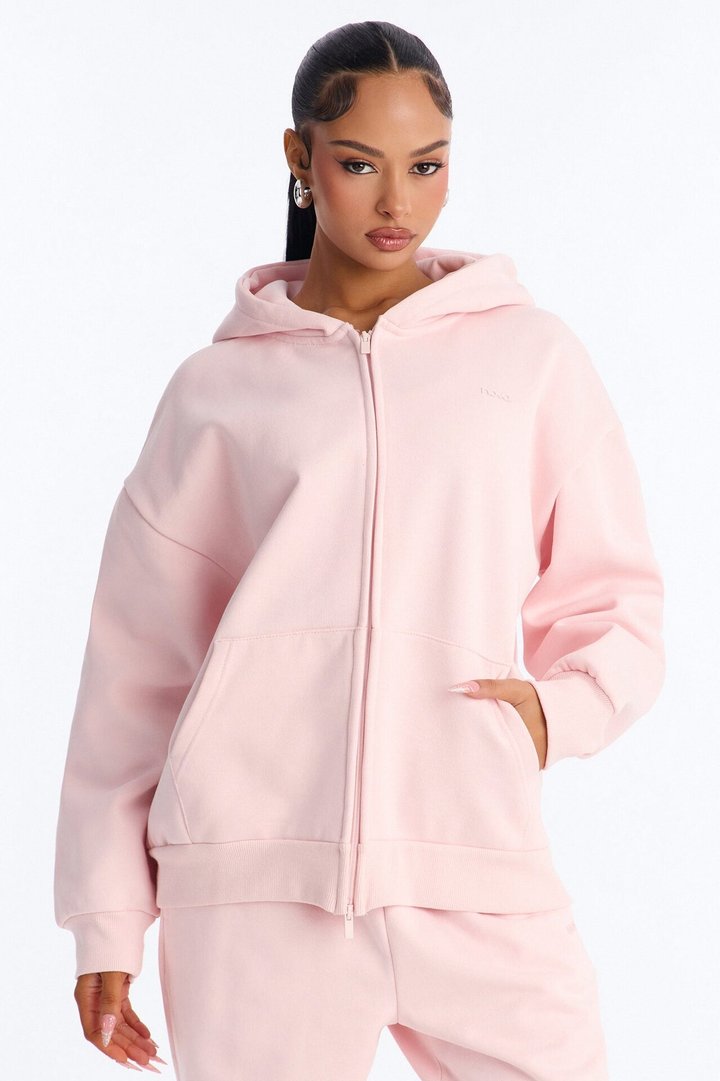 Libby Full Zip Hoodie Fleece Sweatshirt - Pink