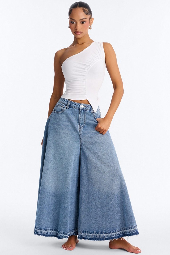 Naples Denim Culotte Jeans - Medium Wash