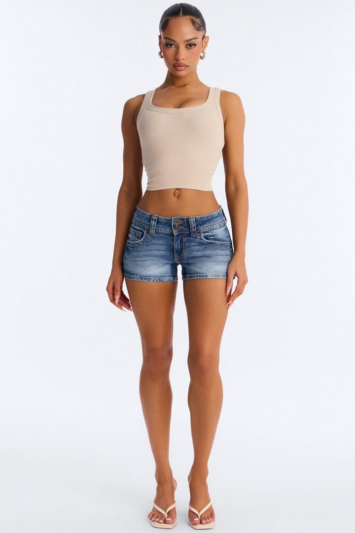 Downtown Low Rise Denim Shorts - Dark Wash
