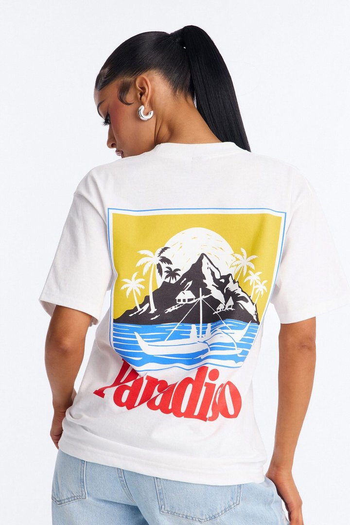 Island Paradiso Boxy Tee - White