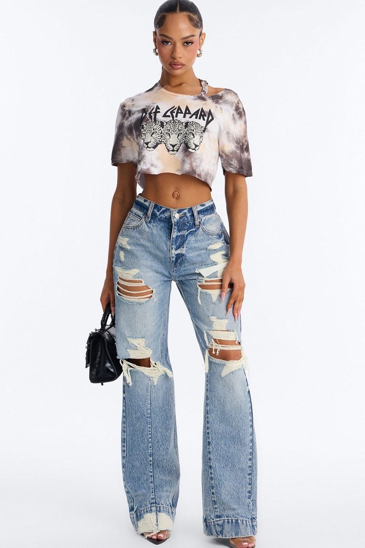Def Leppard Cut Out Cloud Wash Tee - Multi Color