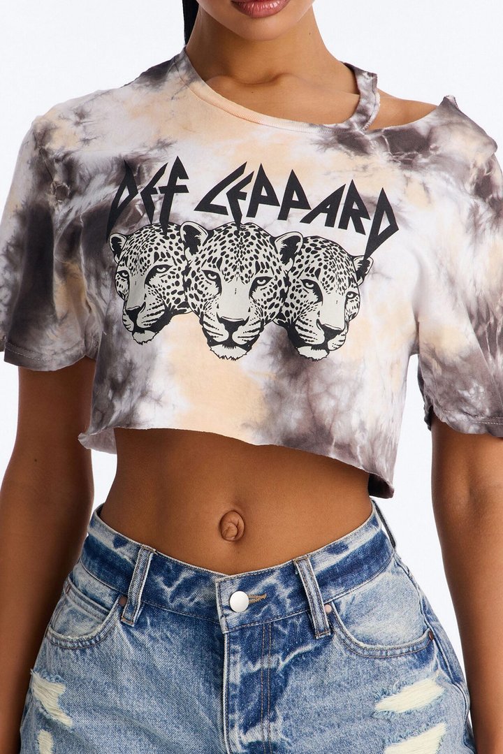 Def Leppard Cut Out Cloud Wash Tee - Multi Color