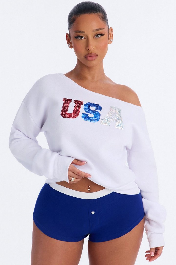 All About The USA PJ Short Set - White/combo