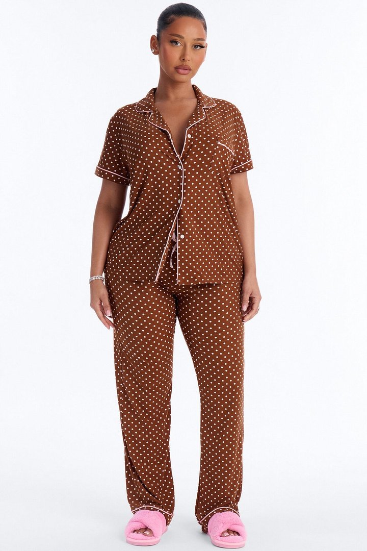 Dreaming Of You 2pc PJ Pant Set - Brown