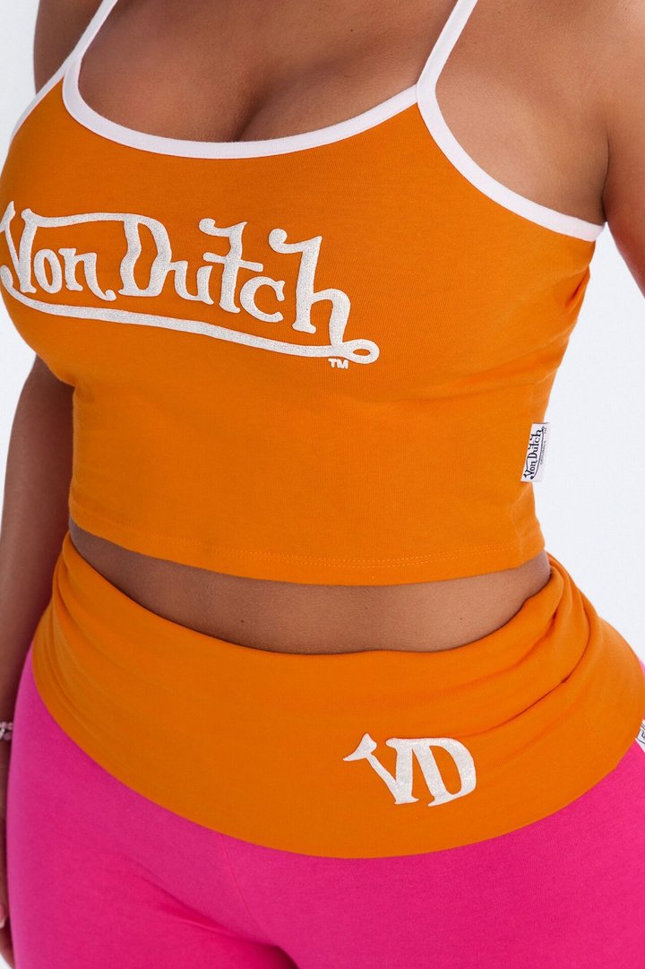 Von Dutch Logo Fold Over PJ Pant Set - Magenta/combo