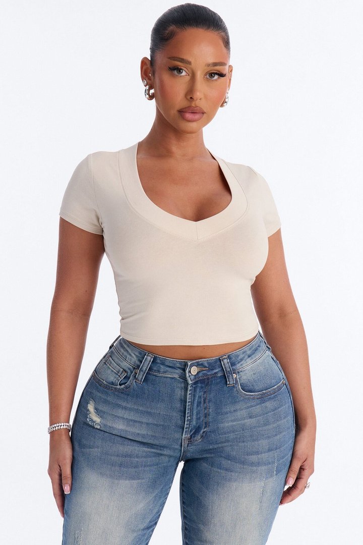 Delaney Short Sleeve Top - Stone