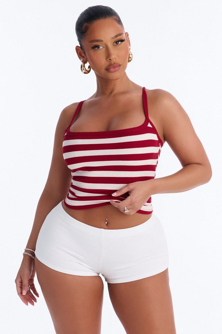 Brandi Striped Cami Top - Burgundy/combo