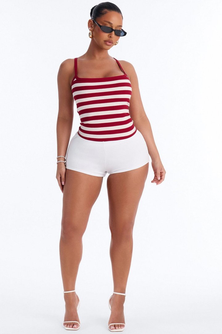 Brandi Striped Cami Top - Burgundy/combo