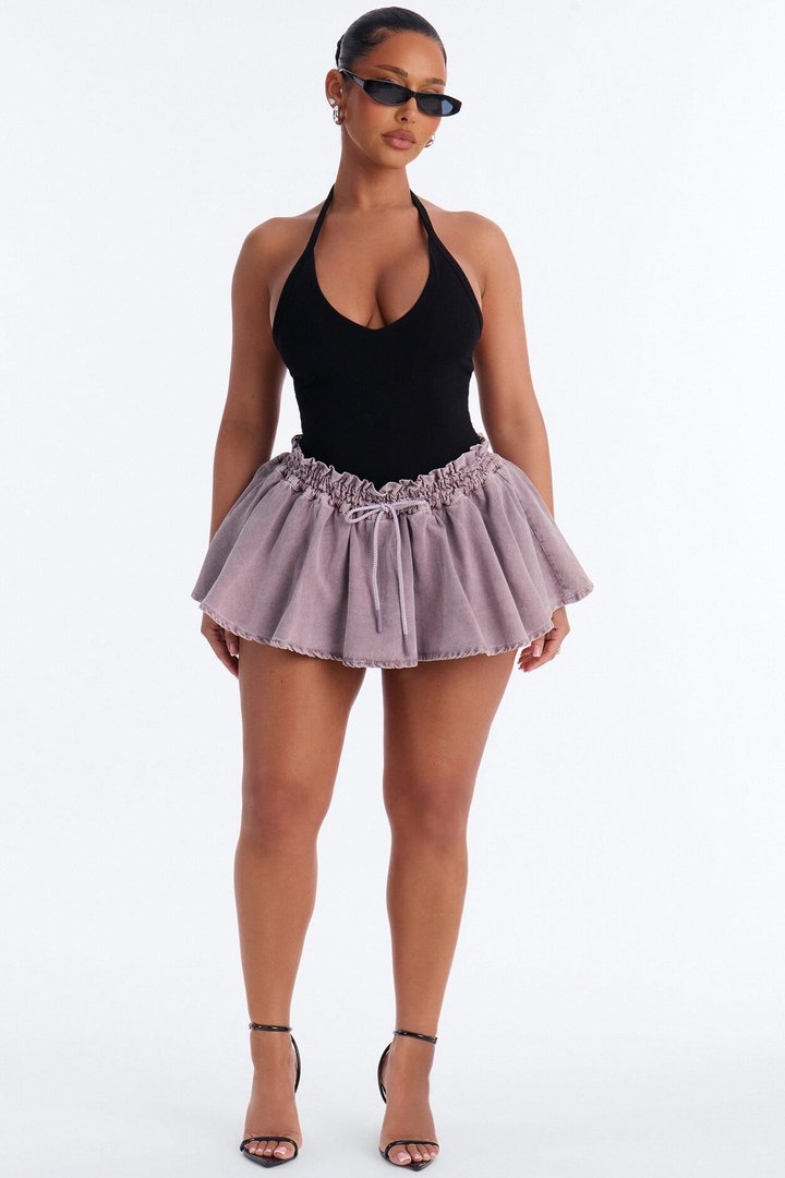 Nora Double Lined Halter Bodysuit - Black