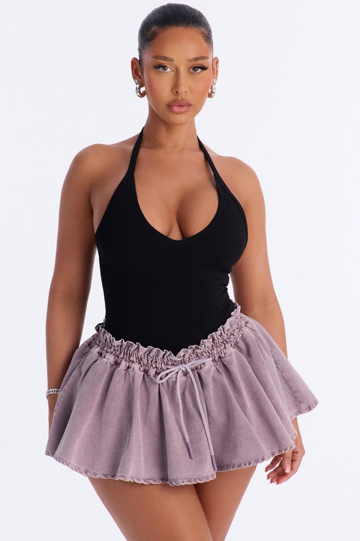 Nora Double Lined Halter Bodysuit - Black