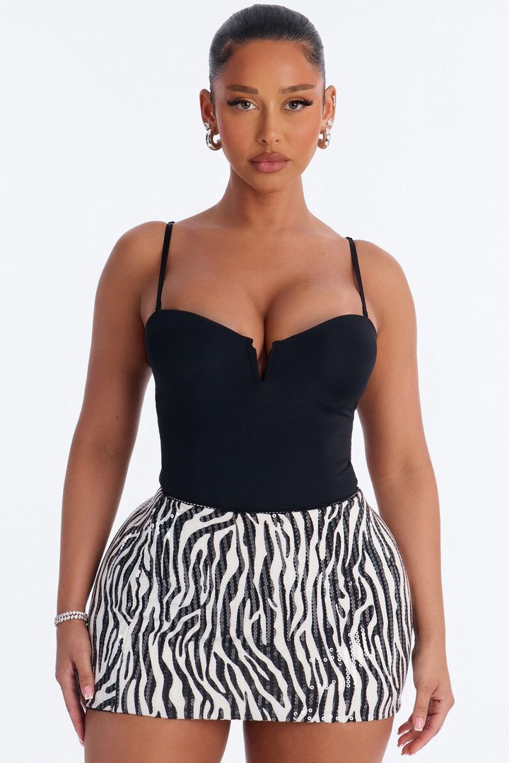 Taylor Sweetheart Padded U-Wire Sleeveless Bodysuit - Black