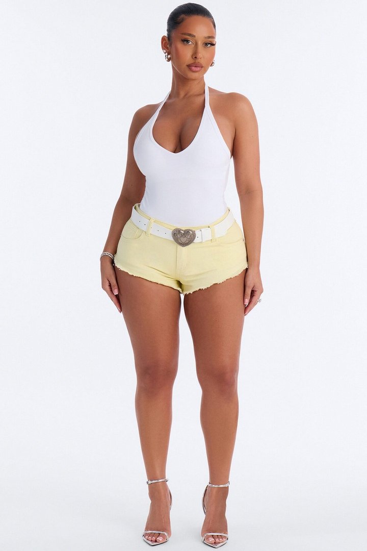 Nora Double Lined Halter Bodysuit - White