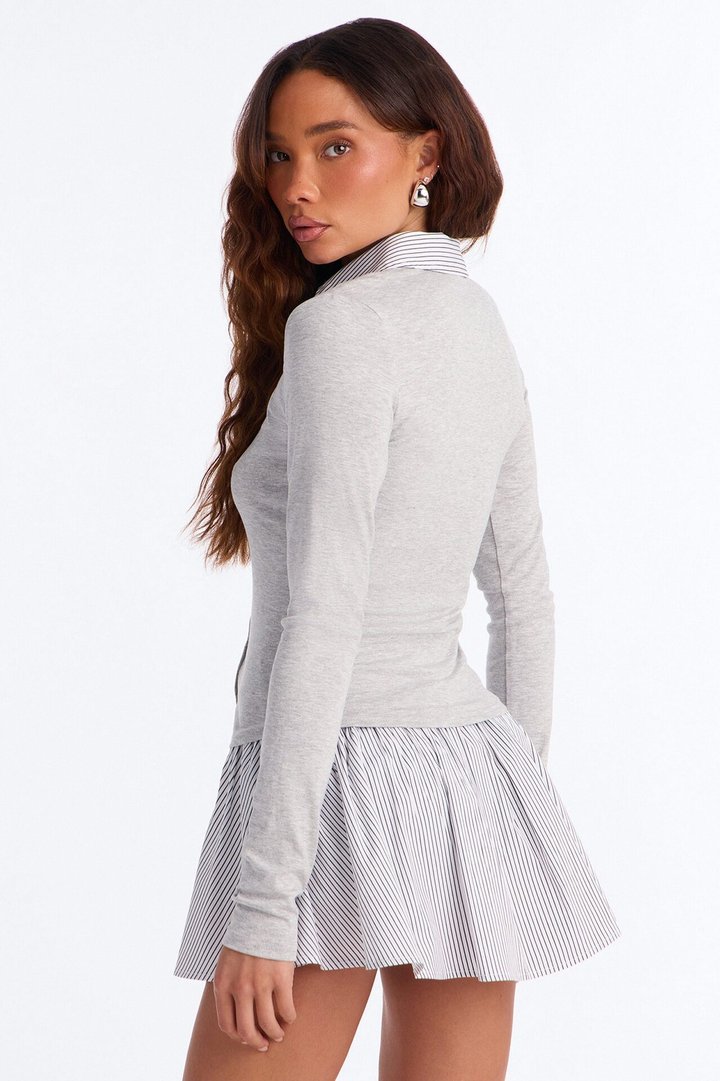 City Darling Poplin Skirt Set - HeatherGrey