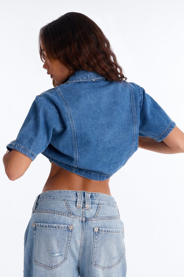 Connie Denim Short Sleeve Button Up Shirt - Denim