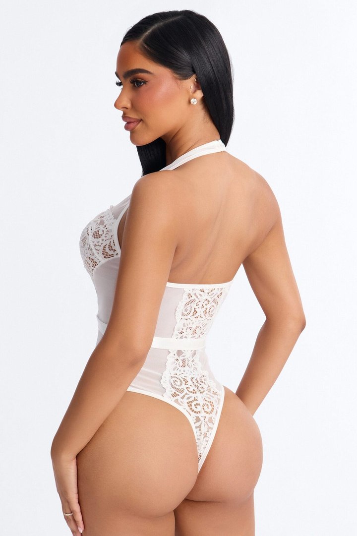 Marla Mesh Lace Teddy - White