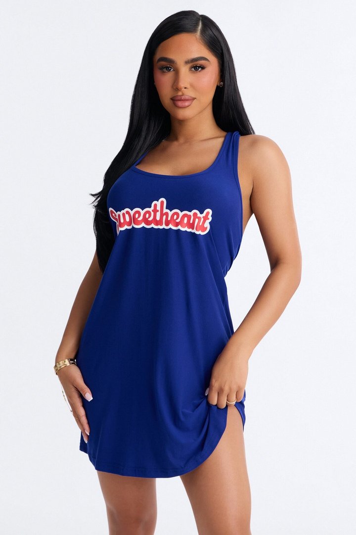 Sweetheart PJ Sleep Dress - Blue/combo