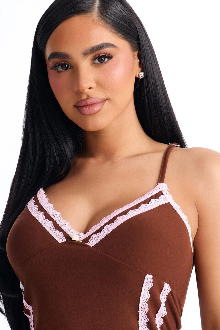 Keep Me Warm PJ Sleep Dress - Brown/combo