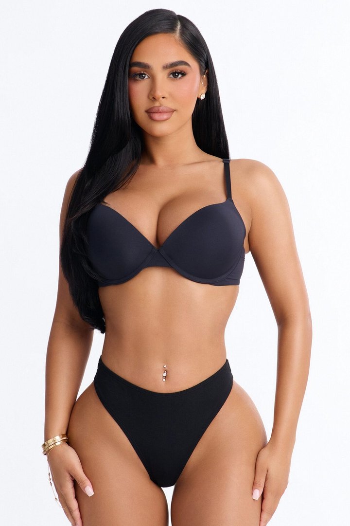 Flexible Fit Comfort Stretch Push Up Bra - Black