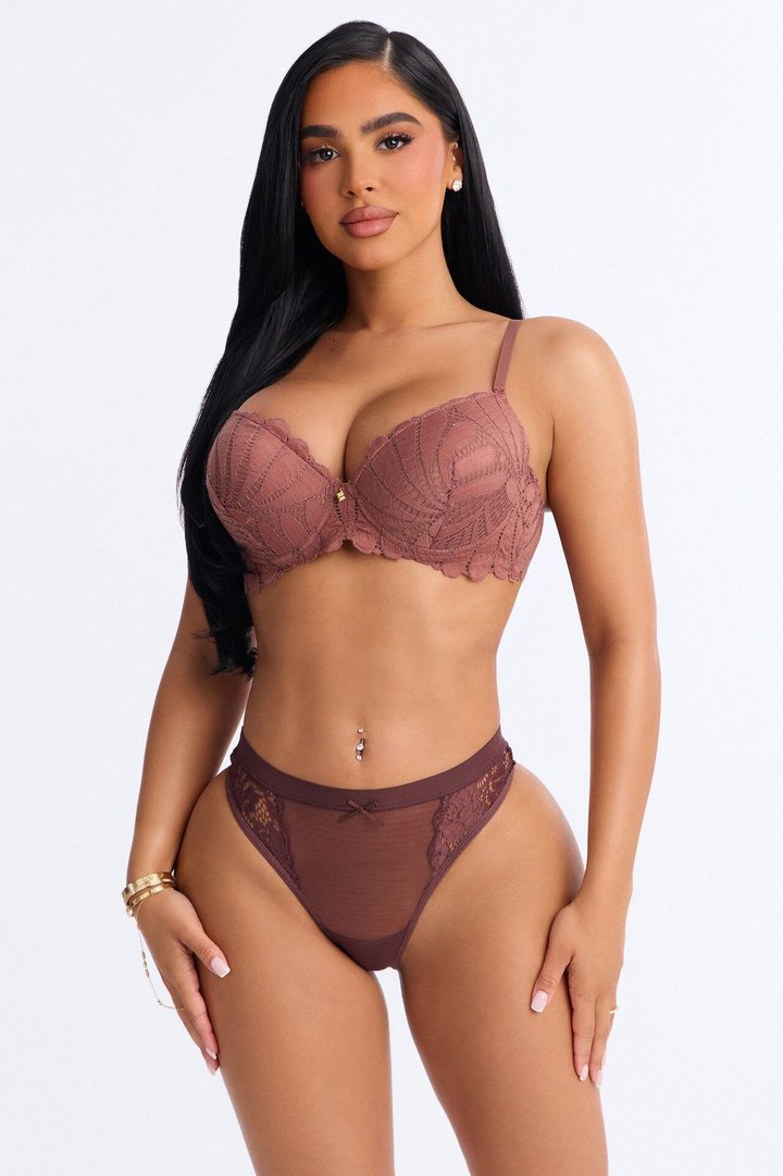 All Nighter Dotted Mesh Thong Panty - Chocolate