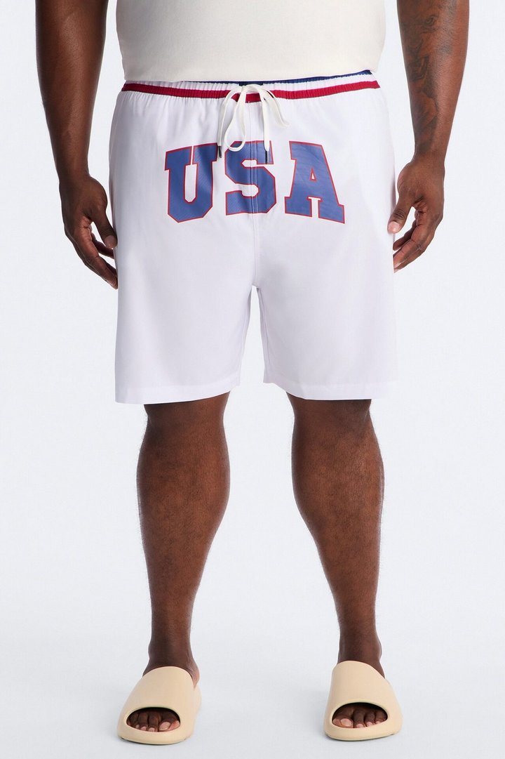 USA Freedom Stars Swim Trunk 7″ - White/combo