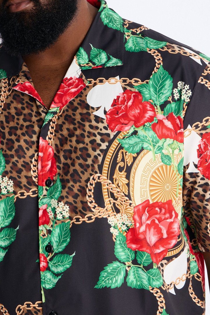 Relaxed Roses & Riches Baroque Button Up Shirt - Multi Color