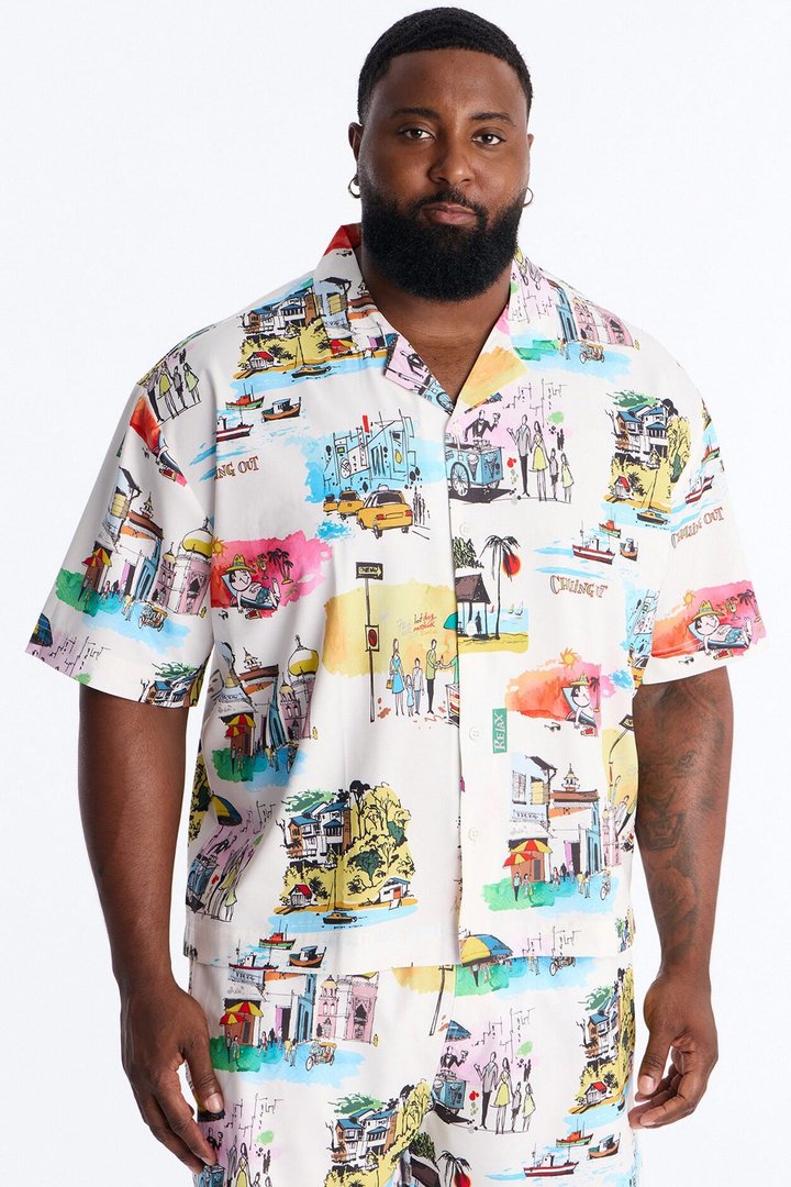 Euro Summer Cuban Collar Shirt - Multi Color
