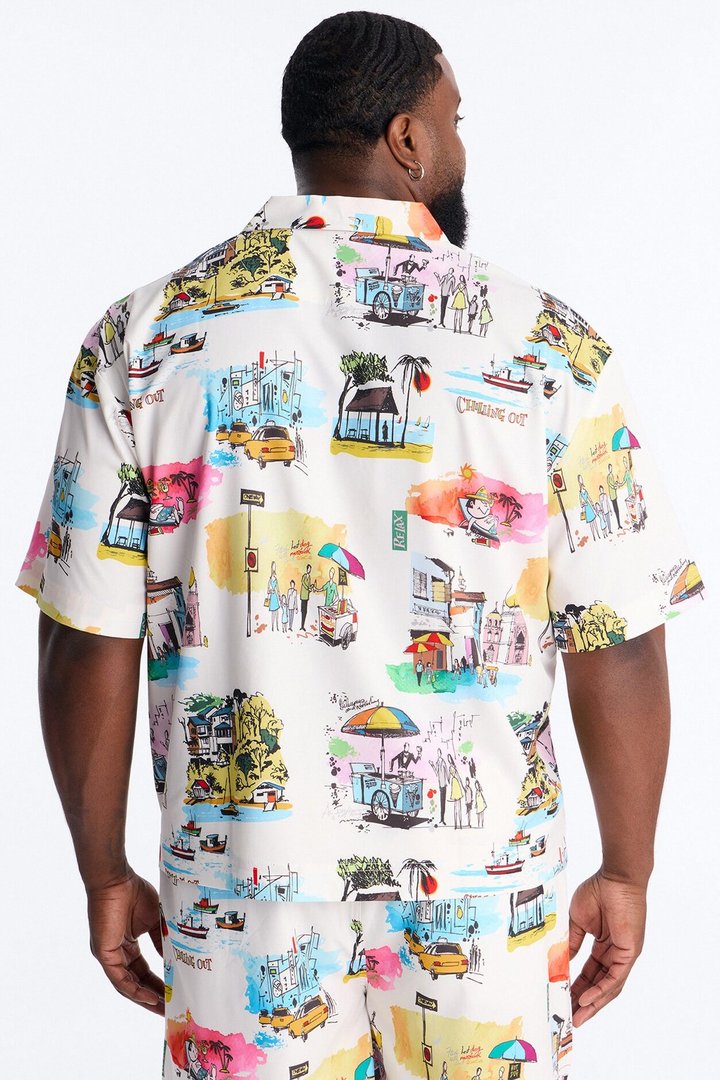 Euro Summer Cuban Collar Shirt - Multi Color