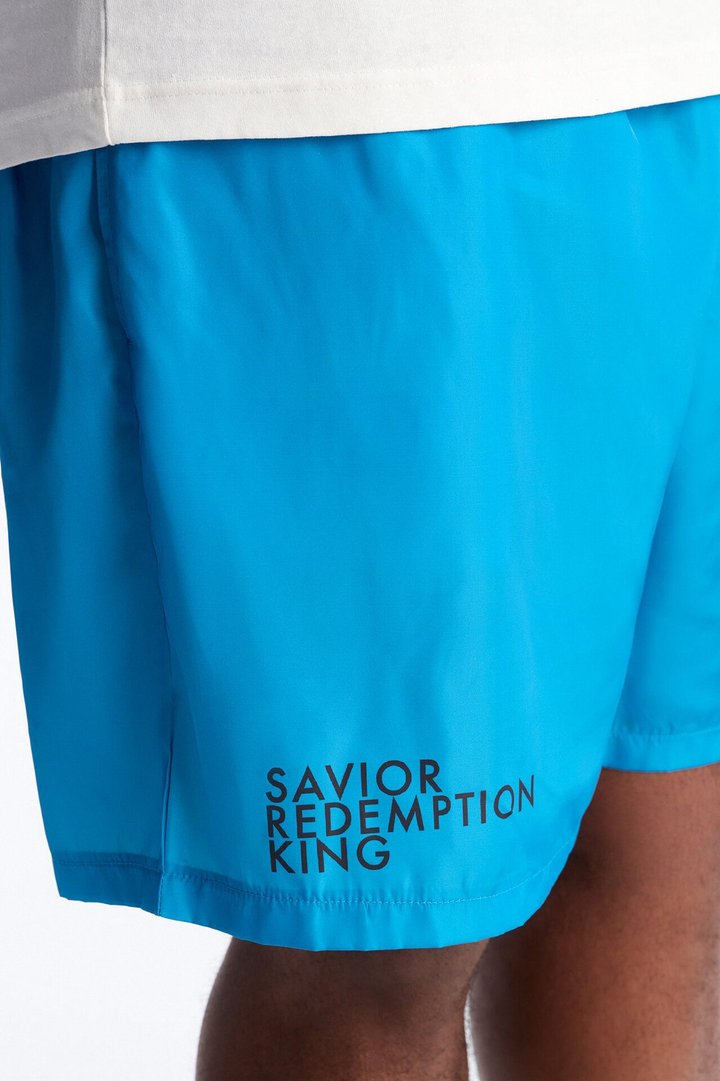 Jesus Is King Swim Trunk 7″ - Blue