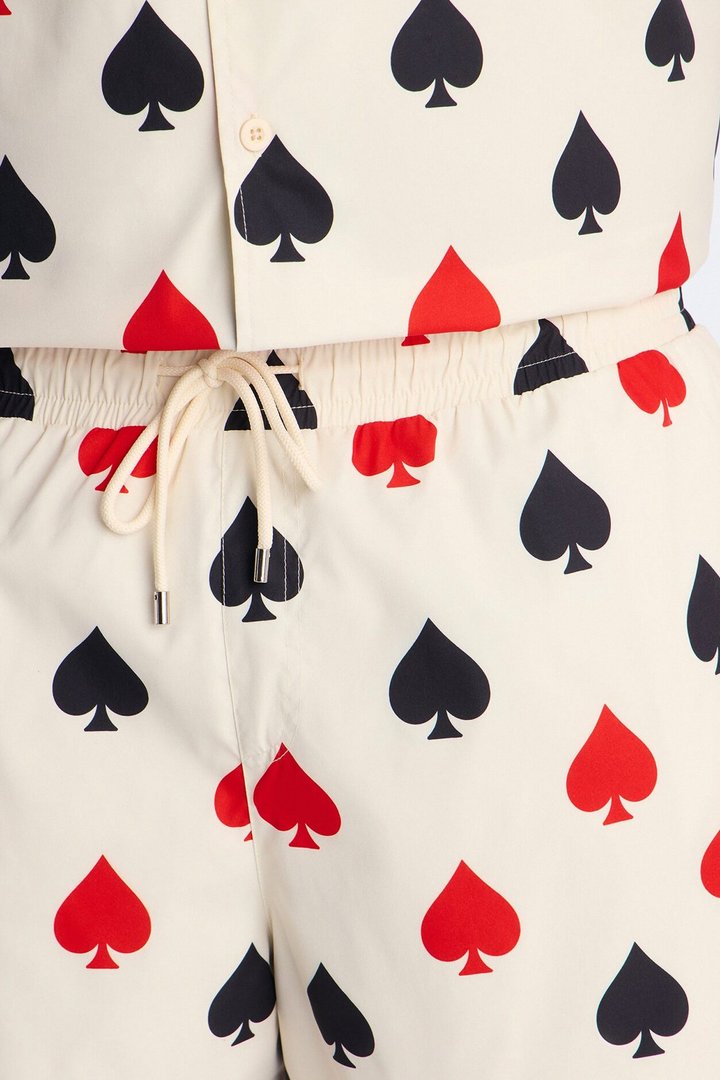Royal Spade Swim Trunk 4″ - Off White/combo