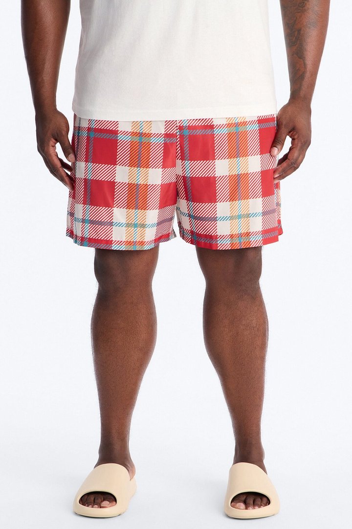 New Look Plaid Swim Trunk 6″ - Multi Color