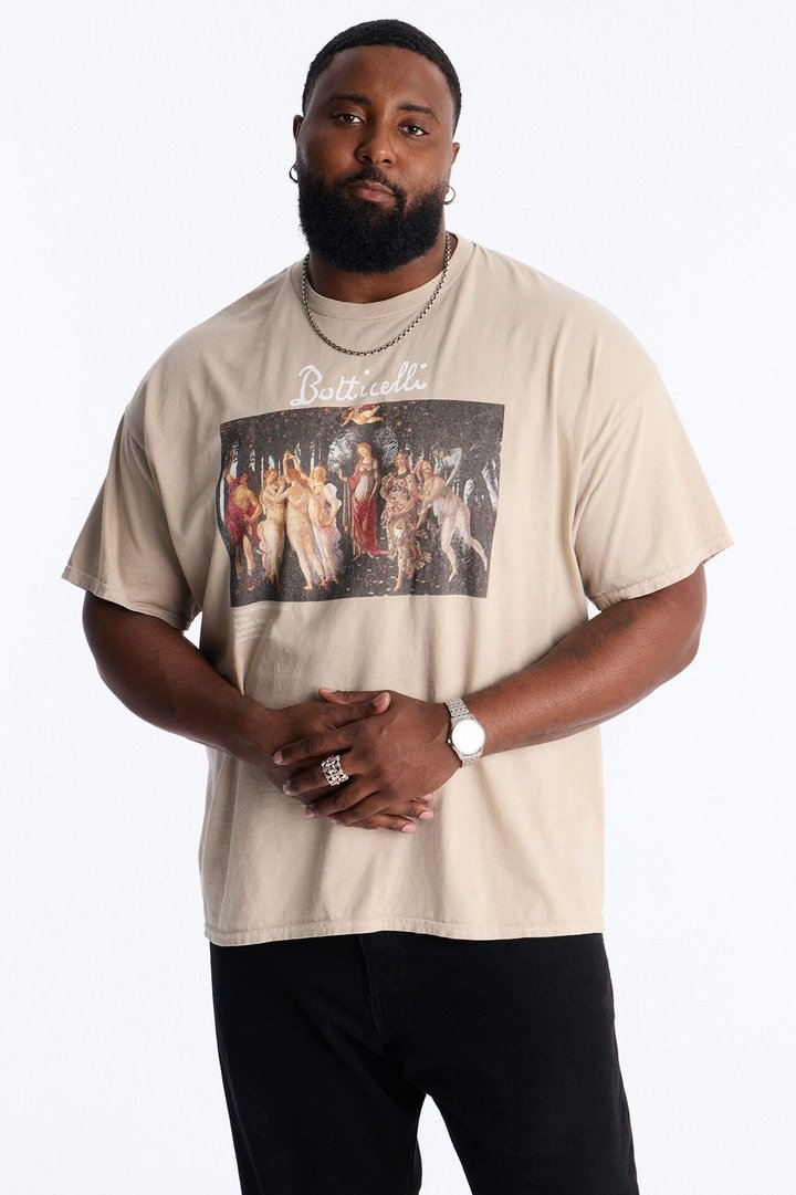 Botticelli Primavera Vintage Short Sleeve Tee - Taupe