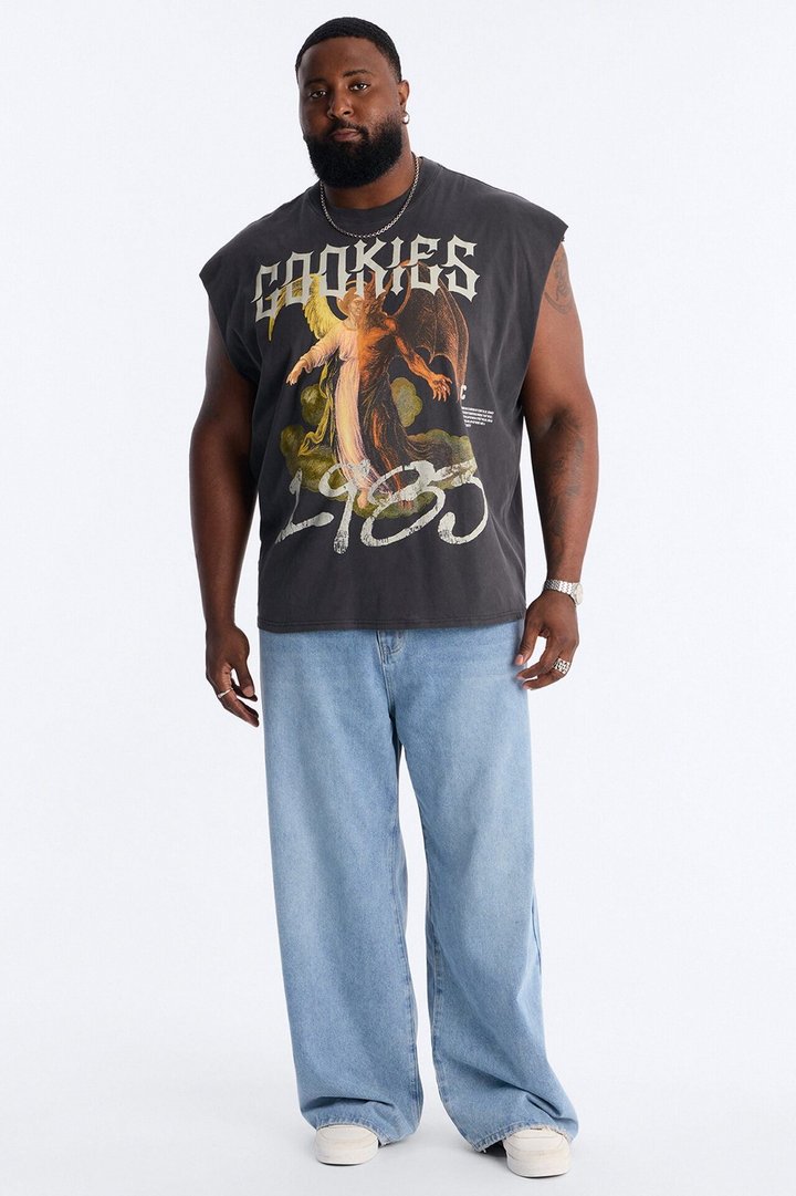 Cookies 1983 Vintage Oversized Heavyweight Muscle Tee - Black Wash