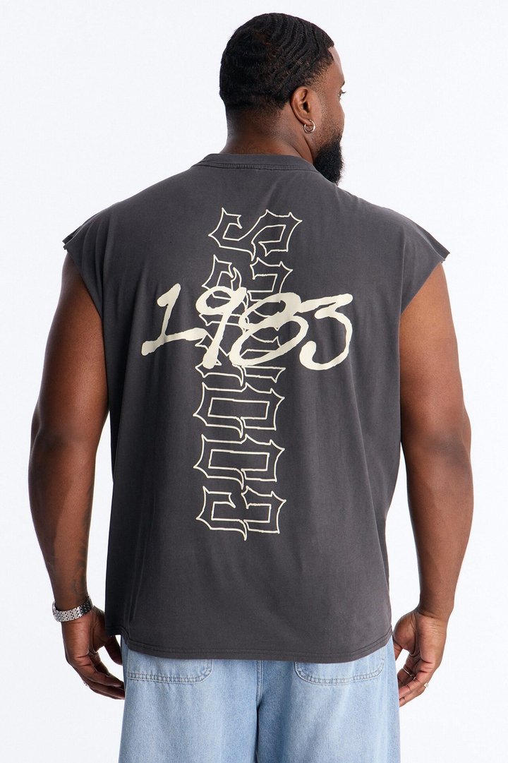 Cookies 1983 Vintage Oversized Heavyweight Muscle Tee - Black Wash