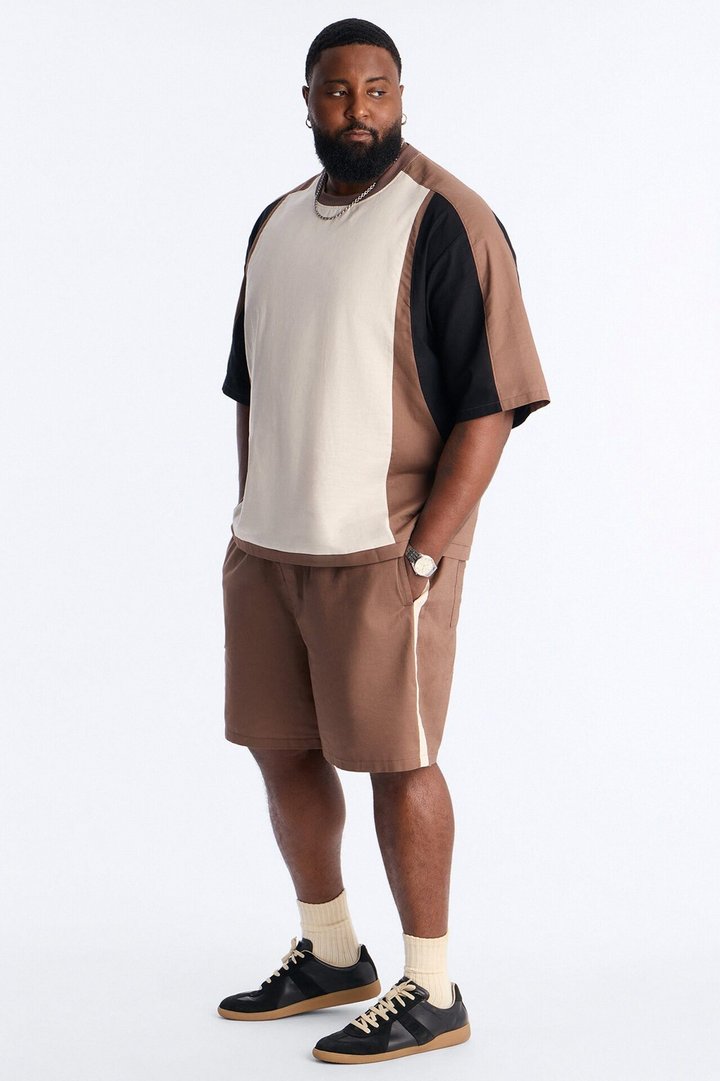 Basic Color Block Relaxed Short - Brown/combo